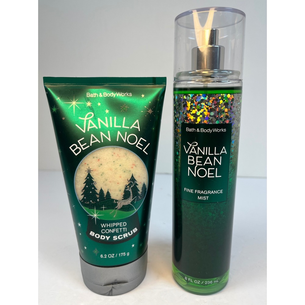 Bath & Body Works Vanilla Bean Noel Fragrance Mist and Body Scrub‎ Holiday Set